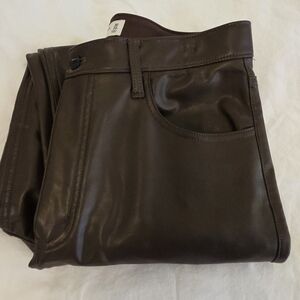 Brown Vegan Leather Pants